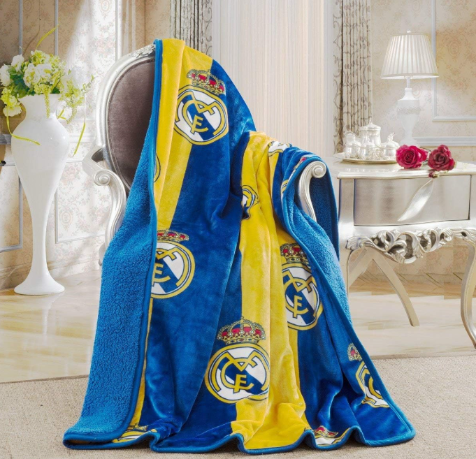Real Madrid Silk Touch Sherpa Lined Throw Blanket 50x60
